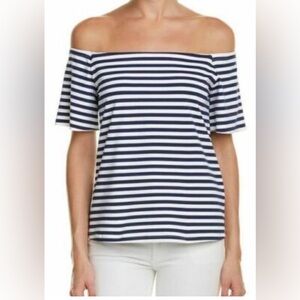 J McLaughlin - Nomi Off The Shoulder Striped Top in Blue and White size M